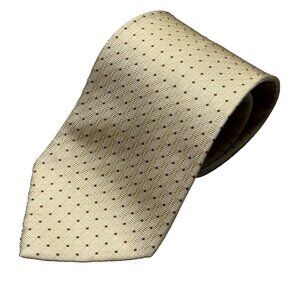 Canali Tie Woven Dot Textured 100% Silk Made in Italy Yellow 3.75"